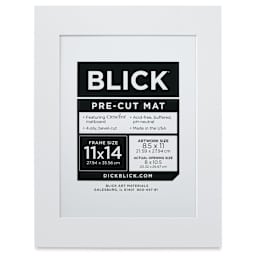 Blick White Core Pre-Cut Mat - Manor White, 11" x 14" (8" x 10-1/2" Opening) in packaging
