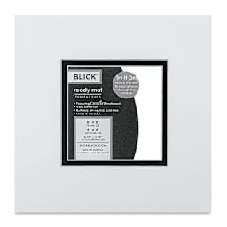 Blick Double Mat - Smooth White over Smooth Black, 8" x 8" (3-1/2" x 3-1/2" opening), in packaging