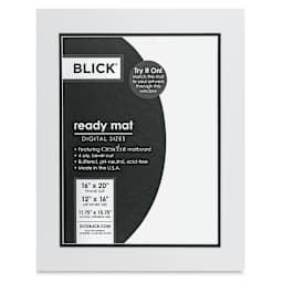 Blick Double Mat - Smooth White/Smooth Black, 16" x 20" (12" x 16" opening) in packaging