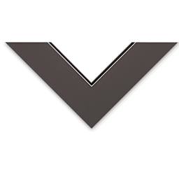 Blick White Core Pre-Cut Double Mats - Closeup of corner of Cinder and Smooth Black Mat