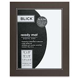 Blick Double Mat - Cinder over Smooth Black, 16" x 20" (11-3/4" x 15-3/4" opening), in packaging