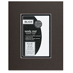 Blick Double Mat - Cinder over Smooth Black, 8" x 10" (3-3/4" x 5-3/4" opening), in packaging