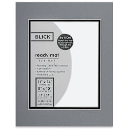 Blick Double Mat - Bar Harbor Gray / Raven Black, 11" x 14" (7-1/2" x 9-1/2" Opening) in packaging