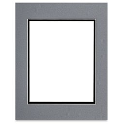 Blick Double Mat - Bar Harbor Gray / Raven Black, 11" x 14" (7-1/2" x 9-1/2" Opening)