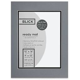Blick Double Mat - Bar Harbor Gray / Raven Black, 12" x 16" (8-1/2" x 11-1/2" Opening) in packaging