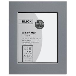Blick Double Mat - Bar Harbor Gray / Raven Black, 16" x 20" (10-1/2" x 13-1/2" Opening) in packaging