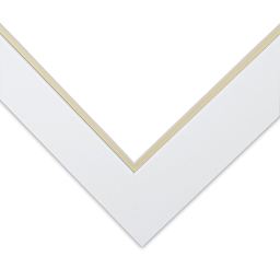 Blick Double Mat - Manor White/Ecru, 11" x 14" (7-1/2" x 9-1/2" Opening) corner