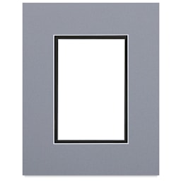Blick Double Mat - Bar Harbor Gray / Smooth Black, 8" x 10" (3-1/2" x 5-1/2" opening)