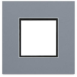 Blick Double Mat - Bar Harbor Gray / Smooth Black, 8" x 8" (3-1/2" x 3-1/2" opening)
