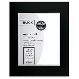 Blick Double Mat - Raven Black / Manor White, 16" x 20" (10-1/2" x 13-1/2" Opening) in package