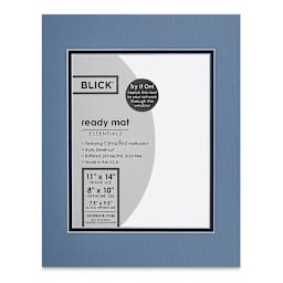 Blick Double Mat - Biscay Blue / Newport Blue, 11" x 14" (7-1/2" x 9-1/2" Opening) in package