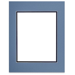 Blick Double Mat - Biscay Blue / Newport Blue, 11" x 14" (7-1/2" x 9-1/2" Opening)