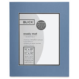 Blick Double Mat - Biscay Blue / Newport Blue, 16" x 20" (13-1/2" x 17-1/2" Opening), in package