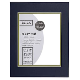 Blick Double Mat - Newport Blue / Green Pear, 11" x 14" (7-1/2" x 9-1/2" Opening) in package