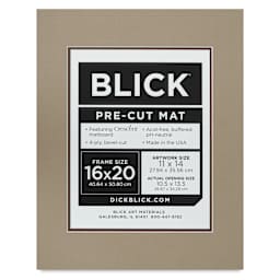 Blick Double Mat - Umbra / Weatherwood, 16" x 20" (10-1/2" x 13-1/2" Opening), packaging