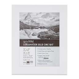 Crescent Select Conservation Solids Pre-Cut Mat - Vivid White, 4 ply, 16" x 20"