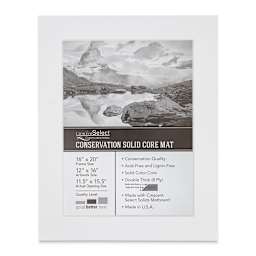 Crescent Select Conservation Solids Pre-Cut Mat - Vivid White, 8 ply, 16" x 20"