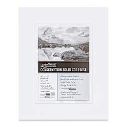 Crescent Select Conservation Solids Pre-Cut Double Mat - Vivid White/Vivid White, 4 ply, 8" x 10"