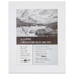 Crescent Select Conservation Solids Pre-Cut Double Mat - Vivid White/Vivid White, 4 ply, 16" x 20"
