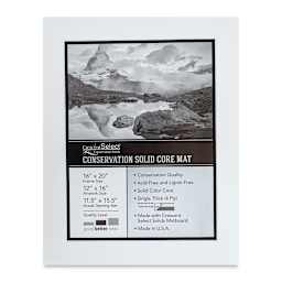 Crescent Select Conservation Solids Pre-Cut Double Mat - Vivid White/Deep Black, 4 ply, 16" x 20"