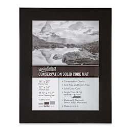 Crescent Select Conservation Solids Pre-Cut Mat - Deep Black, 4 ply, 16" x 20"