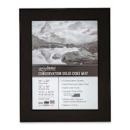 Crescent Select Conservation Solids Pre-Cut Mat - Deep Black, 8 ply, 16" x 20"