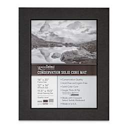 Crescent Select Conservation Solids Pre-Cut Double Mat - Dark Gray/Deep Black, 4 ply, 16" x 20"