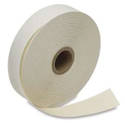 Lineco Acid-Free Gummed Linen Tape - 1" Roll shown upright slightly unrolled
