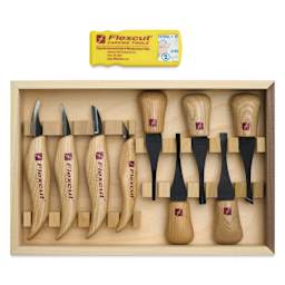 Flexcut Deluxe Palms & Knives - Set of 9 - contents