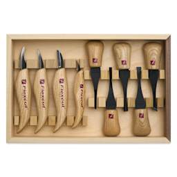 Flexcut Deluxe Palms & Knives - Set of 9 - open to show contents