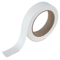 Lineco Mulberry Hinging Paper - Angled view of upright roll with tape extended

