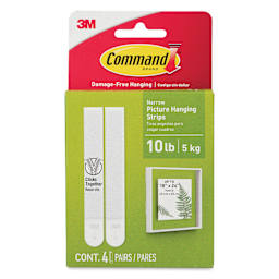 Command Picture Hanging Strips - Narrow, Pkg of 4 Pairs, front of the packaging