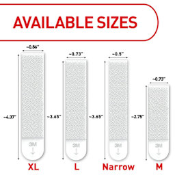 Available Sizes - Extra Large: 4.37" x .86", Large: 3.65" x .73", Narrow: 3.65" x .05", Medium: 2.75" x .73"