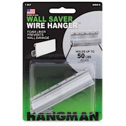 Hangman Wall Saver Wire Hanger - Front of blister package of 50 lb Wire Hanger