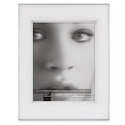 Framatic Fineline Frames - Front view of Silver Rectangular frame with Shadow Mat