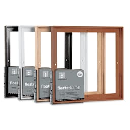 Ampersand FloaterFrames - Left Angle of Thin Face Black, White, Maple and Walnut frames