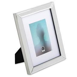 Umbra Mirror Frame - Angled view of 8" x 10" frame with 4" x 6" mat showing easel back