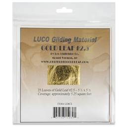 Luco Imitation Gold Leaf - 25 Sheets, 5-1/2" x 5-1/2" front of package