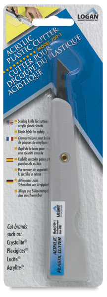 Logan Acrylic Plastic Cutter - Front of blister package showing Cutter
