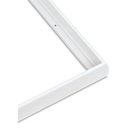 Blick Contour Floater Frames - Corner of White frame showing bevelled exterior of frame