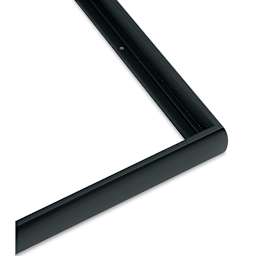 Blick Contour Floater Frames - Corner of Black frame showing bevelled exterior of frame