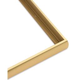 Blick Contour Floater Frames - Corner of Gold frame showing bevelled exterior of frame