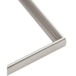 Blick Contour Floater Frames - Corner of Silver frame showing bevelled exterior of frame