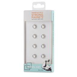 Single Panel Acrylic Display Frames - front view of blister package of optional 8 silver magnets