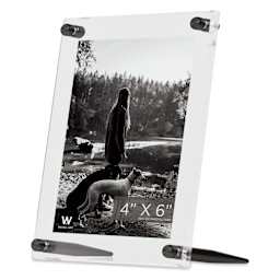 Wexel Art Acrylic Panel Frame - Tabletop, Graphite Hardware, 4" x 6", portrait