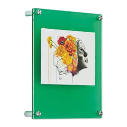 Wexel Art Double Panel Jewel Tone Acrylic Frame - Emerald Frost with Silver Hardware, 10" x 12" (At an angle)