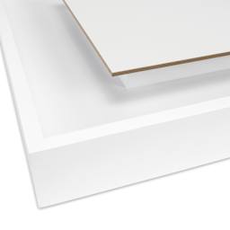 A white Ampersand DuoFrame with a 1/8" panel float mounted.