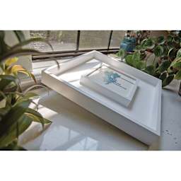 Ampersand DuoFrame in white with traditionally mounted artwork