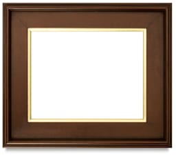 Blick Simplon Plein Air Frames with Liners - Front view of Walnut Frame with Gold Liner