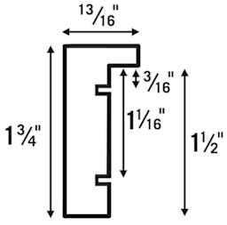 Blick Wood Gallery Frame, Profile Diagram with outer and inner height and depth dimensions.